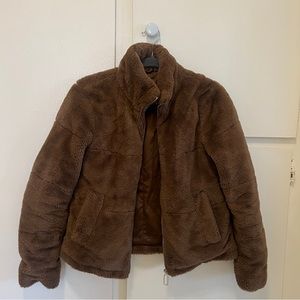 brown faux fur jacket
